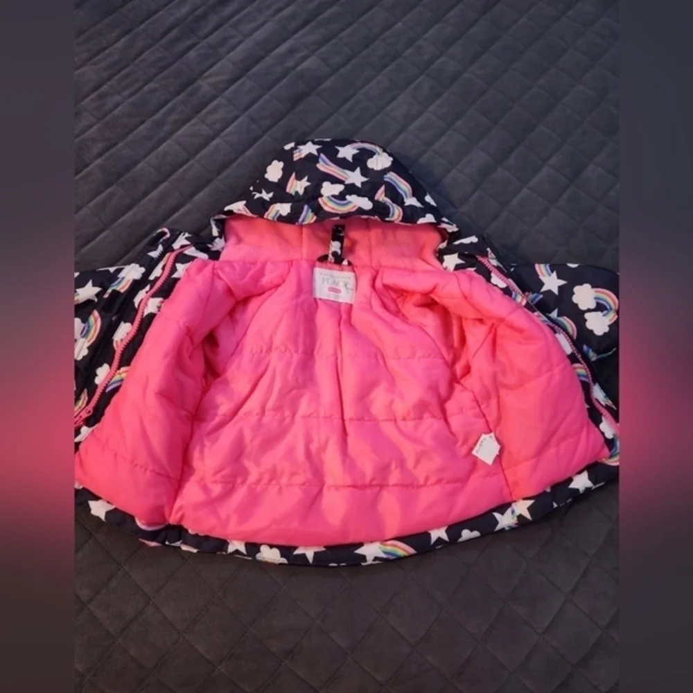GIRLS NAVY‎ BLUE RAINBOW CLOUD WINTER JACKET SIZE 12-months CHILDREN’S PLACE
